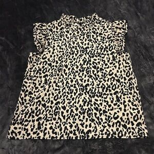 Leopard Print Ruffle Sleeve Top